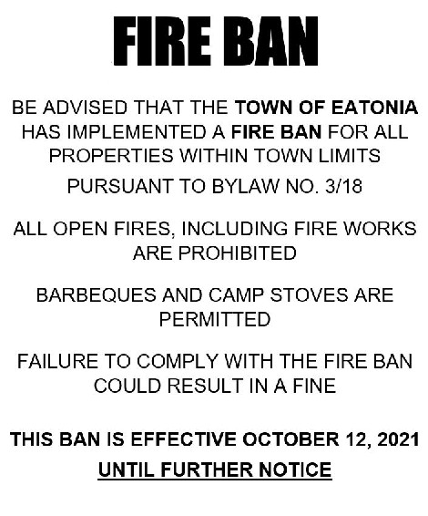 Fire Ban Effective October 12th, 2021
