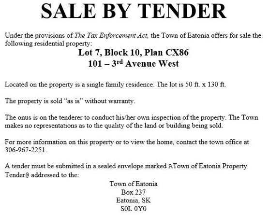 Property Sale By Tender