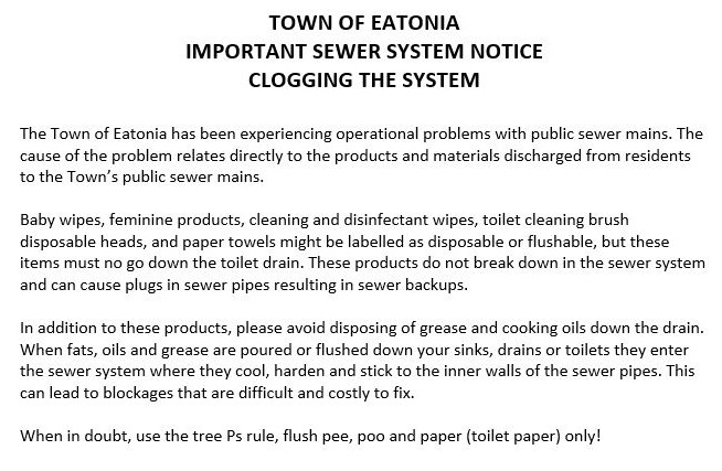 Important Sewer System Notice