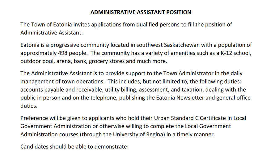 Assistant Administrator Position