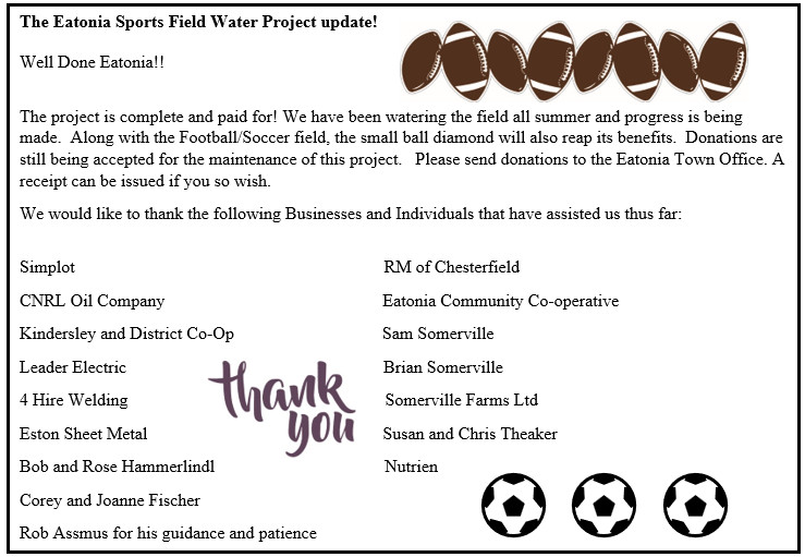 Sports Field Water Project Update