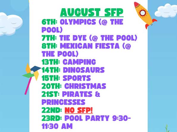 The Summer Fun Program Schedule