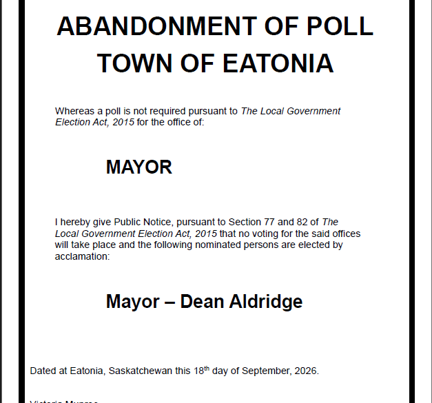 Notice of Abandonment of Poll