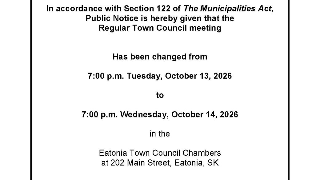 Public Notice- Regular Meeting- Date Change